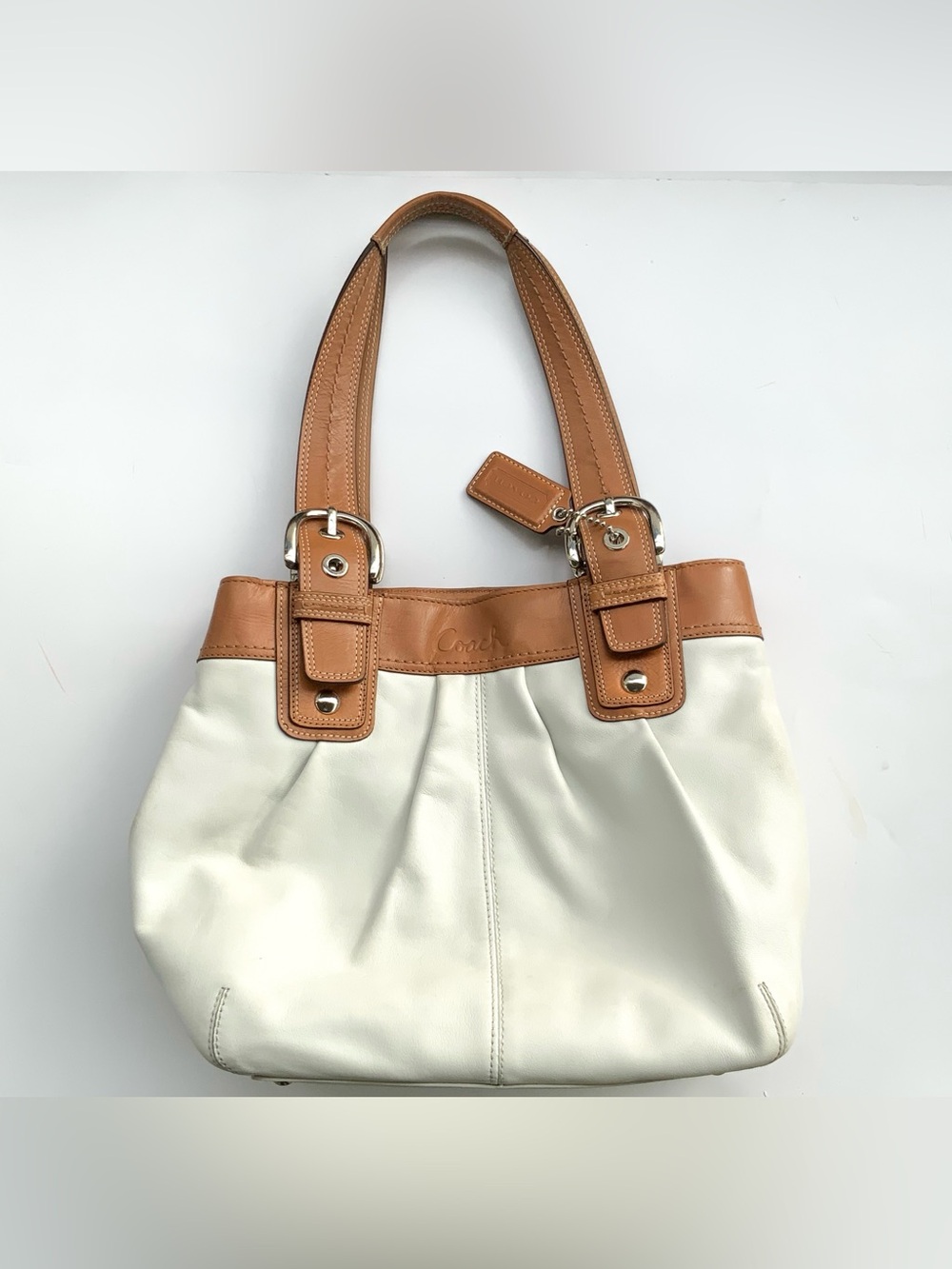 Coach White Brown Soho Leather Shoulder Bag